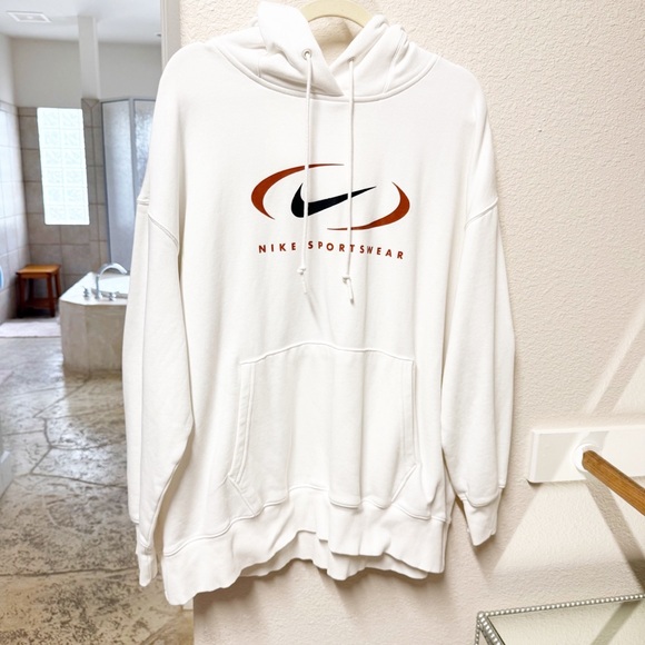 NEW Nike Sportswear Oversized Fleece Pullover Hoodie White XL NWOT - Picture 2 of 7